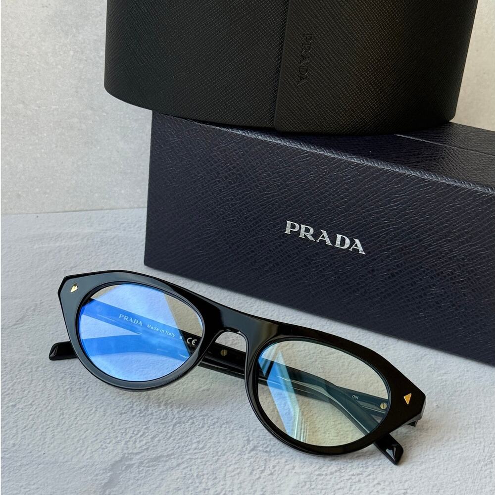 NEW Prada PR B15S Aviator Sunglasses Black Bluelight $578